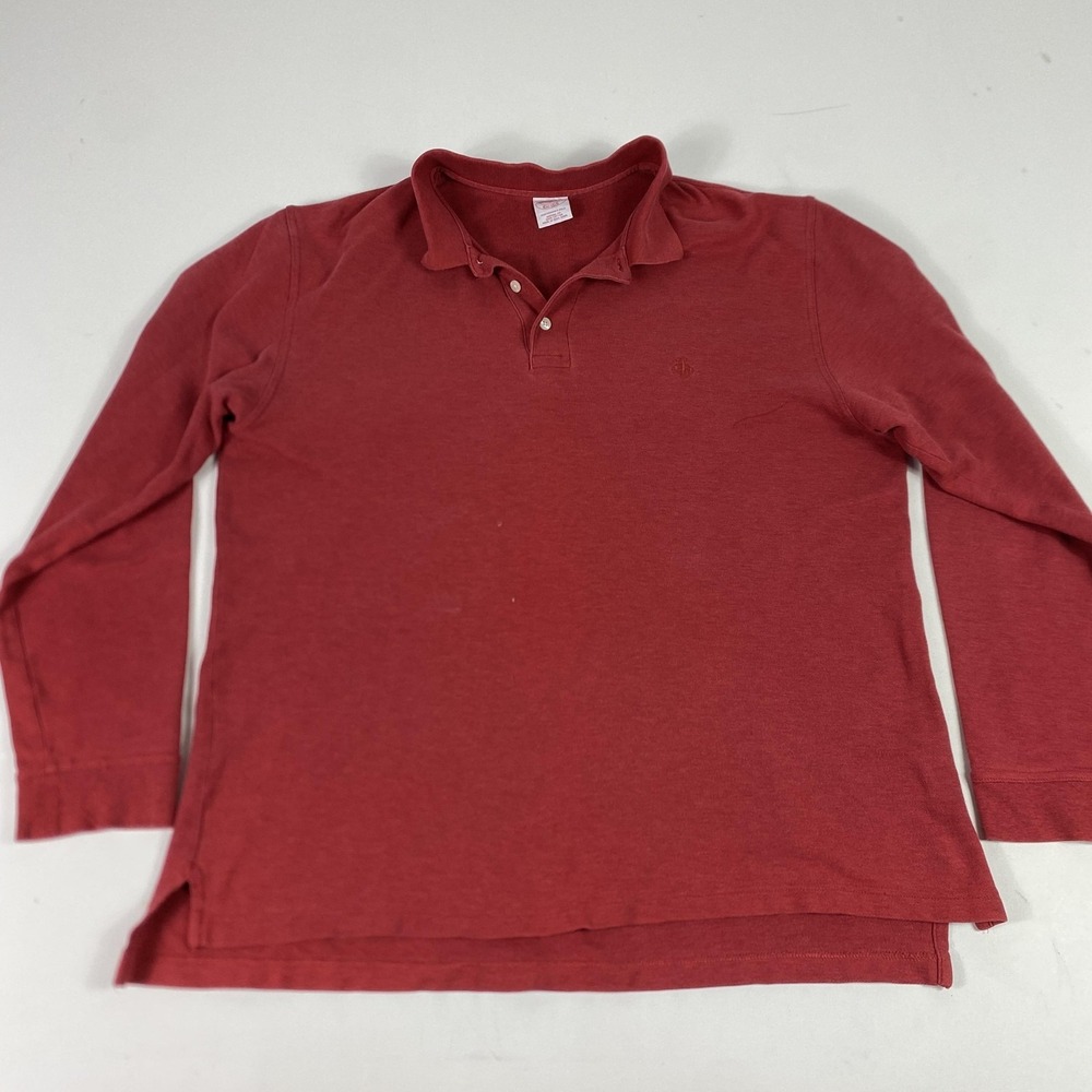 Brooks Brothers Polo Shirt Mens Large Red Long Sleeve Cotton‎ Preppy
